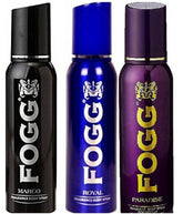 Fogg Marco + Royal + Paradise Fresh Body Spray For Men 120ml Each 4 Fl.oz. | Long Lasting No Gas Deodorant